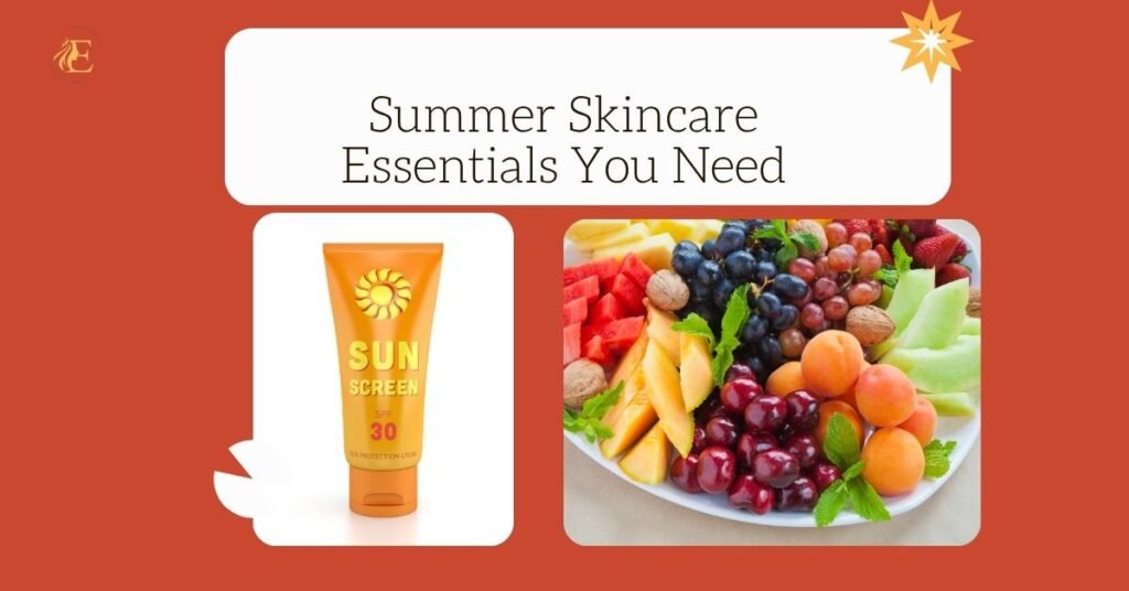 Summer skincare essentials with SPF and sun protection"
